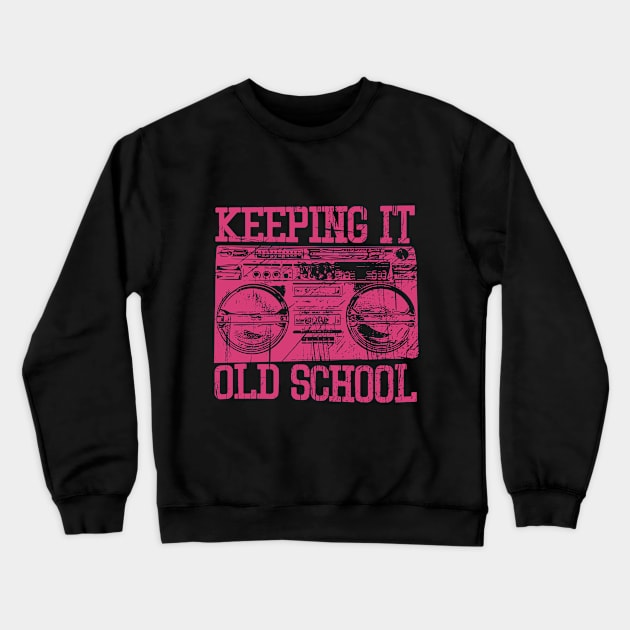 Old School Cassette Player Crewneck Sweatshirt by UNDERGROUNDROOTS